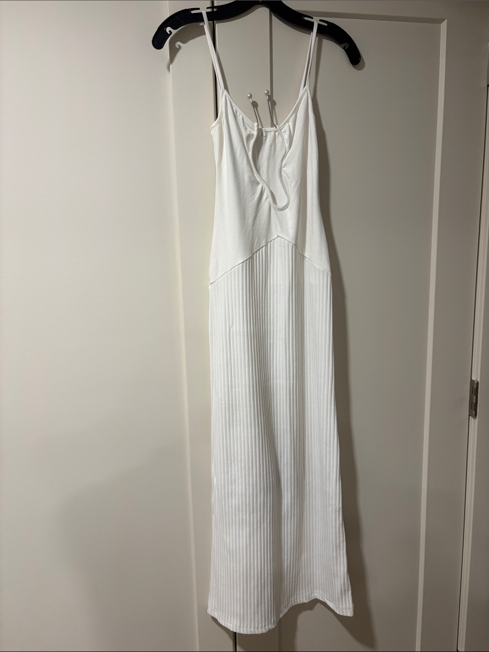 White Ribbed Slip Maxi Dress NWOT never worn